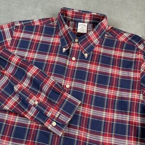 Brooks Brothers 1818 Regent‎ Shirt Men's XL Plaid Blue Red Button Up Long Sleeve